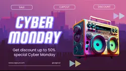 Cyber Monday Electronic Sale Illustration Twitter Post