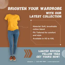 Fashion Yellow Tees Product Display