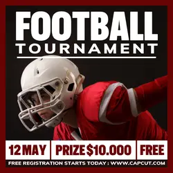 Sport Football Tournament Promotion Instagram Post Red White Flat Minimalist