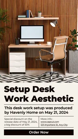 Setup Desk Work Aesthetic Product Display Instagram Story Cream Minimalist