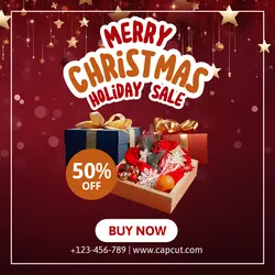 Merry christmas holiday sale red instagram post