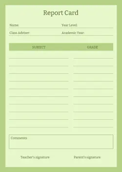 Non-marketing Report Card, Green report card