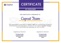 Non-marketing Certificate of Excellence