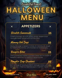 Halloween Orange Pumpkin Menu Display Instagram Post