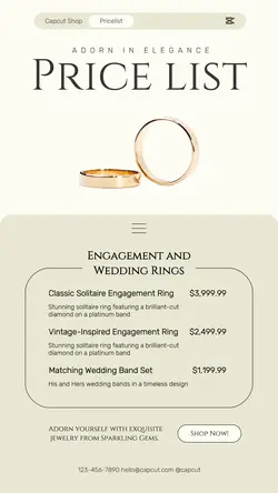 Jewelry Wedding Rings Pricelist Instagram Story 