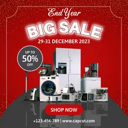 End year big sale red promotion product home appliance instagram post