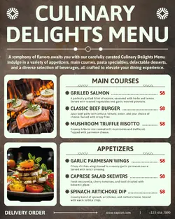 Food Culinary Menu Display Instagram Post Grey Style