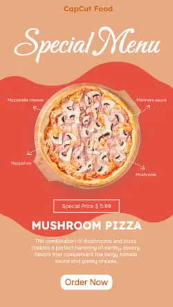 Mushroom Pizza Instagram Story Display
