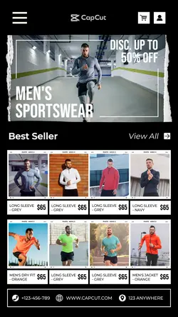 9 Multi-product Image Men's Clothes Products Display Men's Sportswear With Dark Theme