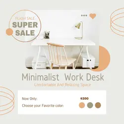 Grey Minimalist Work Desk Promotion Instagram Post