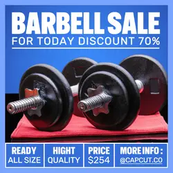 Barbell Sale Promotion Instagram Post Blue Flat Modern