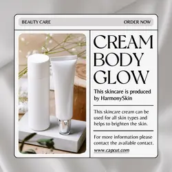 Cream Body Glow Product Display Instagram Post Gray Minimalist