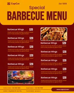 Food & Beverages Barbecue Special Menu