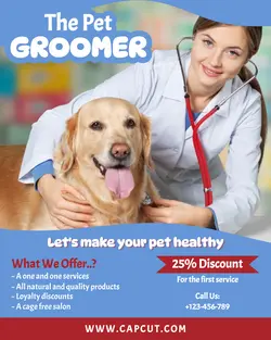 The pet groomer blue red instagram potrait