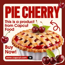 Food Pie Cherry Product Display Instagram Post Red White Modern
