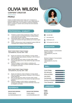 Business Content Creator Resume Modern Navy