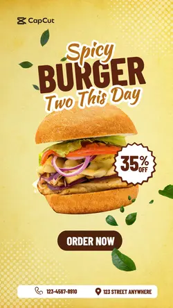 Yellow Brown Burger Promo Instagram Story Post
