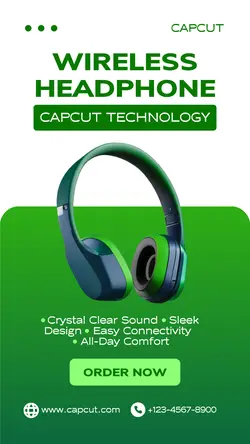 Electronic Headphone Green Instagram Story