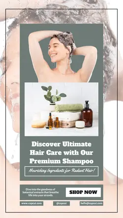 Beauty and Personal care Product Display Hair Care with Premium Shampoo Instagram Story