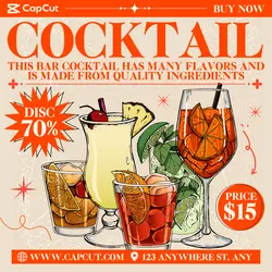 Cocktail Promotion Instagram Post Cream Red Minimalist