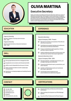 Business Resume Executive Secretary
