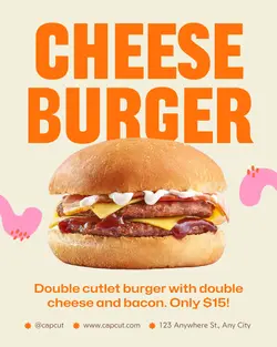 Beige Simple Cheese Burger Instagram Post