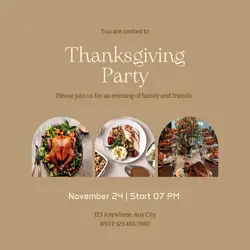 Thanksgiving Light Brown Invitation Instagram Post