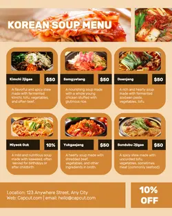 Korean Soup Menu