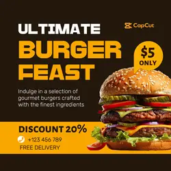 Beef burger social media template