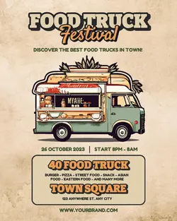 Vintage Food Truck Festival Promotion Social Media Post