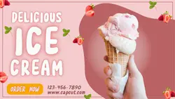 Delicious Ice Cream Twitter Post Pink Simple