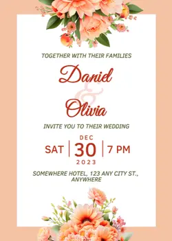 Non-Marketing Invitation Wedding Simple Peach White