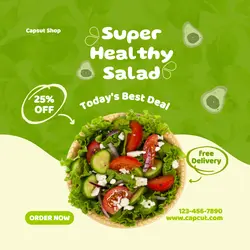 Super Healthy Salad Instagram Post Green