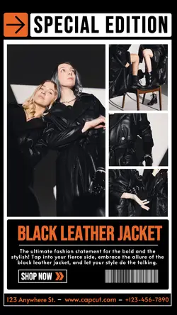 Fashion Black Leather Display Instagram Story