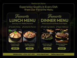 Food and Beverage Favourite Lunch Menu and Favourite Dinner Menu