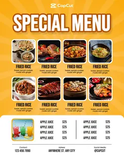 Food & Beverages Special Menu Display