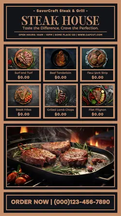 steakhouse menu instagram story