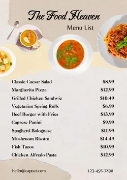 Restaurant Menu Brown Aesthetic