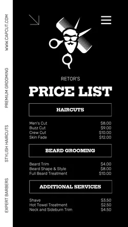 Beauty & Personal Care Barber Pricelist
