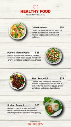 Food and Beverage Healthy Menu