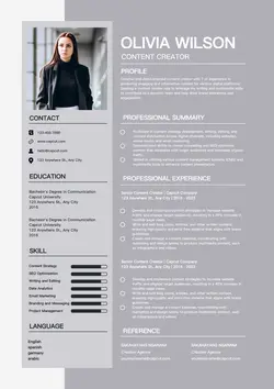 Business Content Creator Resume Modern Navy