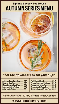 Food and Beverage Tea Menu Instagram Story