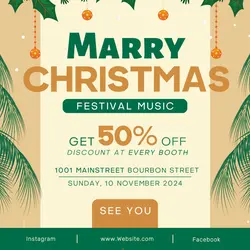 Marry Christmas festival music Instagram post soft layout