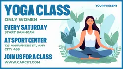 Yoga Class Promotion Facebook Cover Blue Green Flat