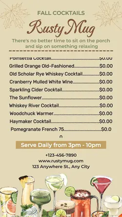 Food Beverage Menu Fall Cocktails Tiktok Post