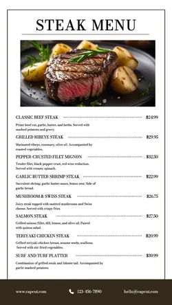 Steak Menu Instagram Story