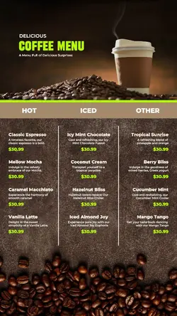 Modern Coffee Menu for Instagram Story