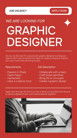 Job Vacancy for Graphic Desinger Instagram Story