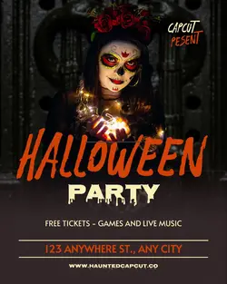 Black Haunted Halloween Party  Instagram Portrait