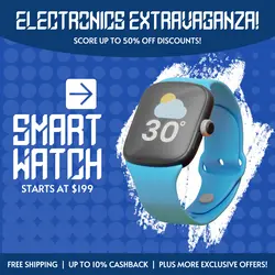 E-Commerce Electronics Hero Image Smart Watch Blue